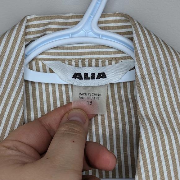 NWT ALIA Tan Beige Cream  Stiped Button Down Collared Jacket Women 16 Plus Size - Picture 7 of 10